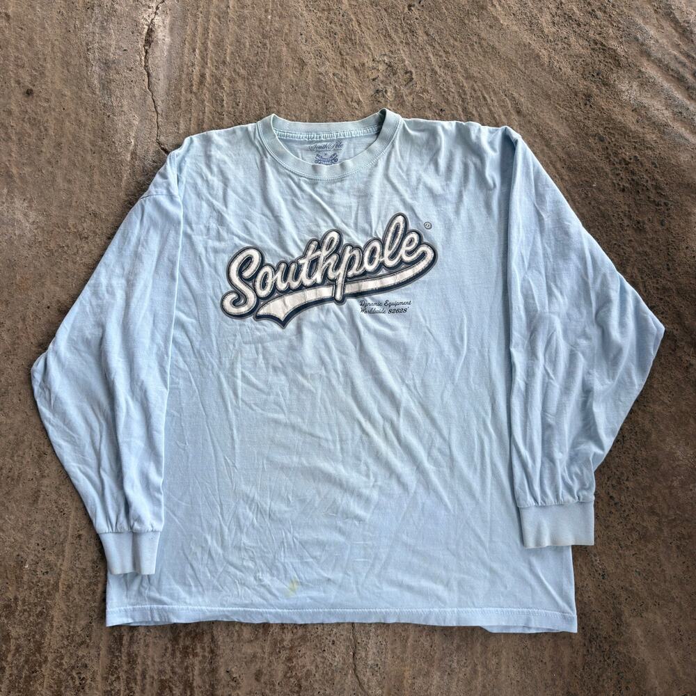 Vtg Southpole Dynamic Equipment Long Sleeve Shirt Light Blue XL Y2K Streetwear